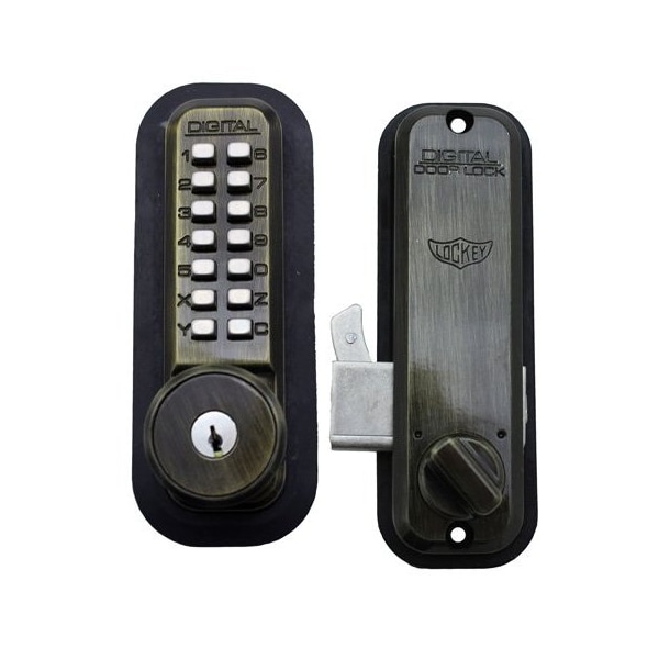 Mechanical Keyless Combination Hook Bolt Lock Fits Doors Up To 3 Thick Antique Brass
